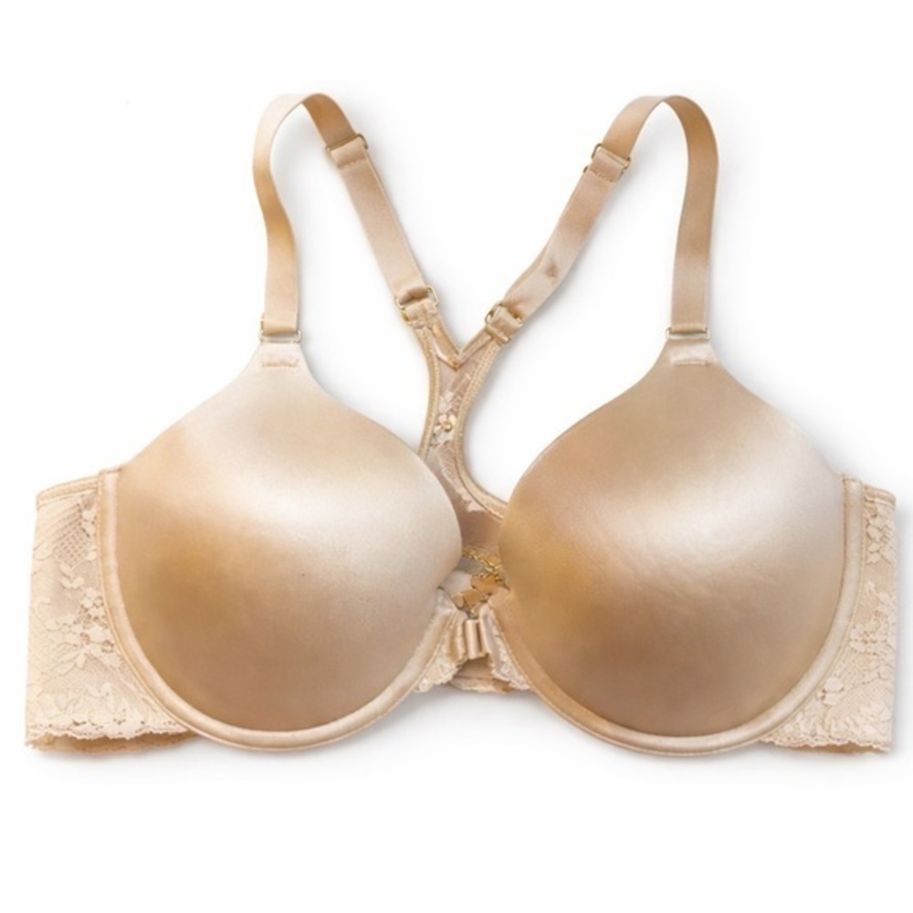 Maidenform 38C Racerback Front closure Fab Fit Full Coverage Cream Like new Lace
